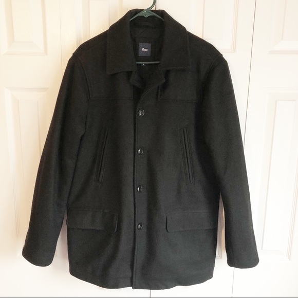 GAP Other - Gap Black Wool Blend Single Breasted Peacoat Medium